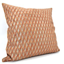 Handmade Decorative Pillow Made With Fortuny Fabric – Copper & Silvery Gold Piumette Pattern
