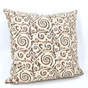 Handmade Decorative Pillow Made With Fortuny Fabric – Tang Brown, Tan, Black & Pale Beige Maori Pattern