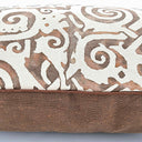 Handmade Decorative Pillow Made With Fortuny Fabric – Tang Brown, Tan, Black & Pale Beige Maori Pattern
