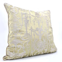 Handmade Decorative Pillow Made With Silk Brocade Rubelli Fabric Green and Silver Aida Pattern