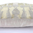 Handmade Decorative Pillow Made With Silk Brocade Rubelli Fabric Green and Silver Aida Pattern