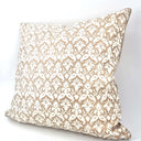 Handmade Decorative Pillow Made With Fortuny Fabric – White & Silvery Gold Delfino Pattern