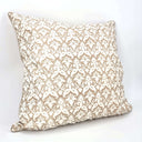 Handmade Decorative Pillow Made With Fortuny Fabric – White & Silvery Gold Delfino Pattern