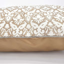Handmade Decorative Pillow Made With Fortuny Fabric – White & Silvery Gold Delfino Pattern