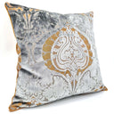 Handmade Decorative Pillow Made With Luigi Bevilacqua Light Blue Silk Heddle Velvet Torcello Pattern