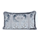 Luigi Bevilacqua Silk Heddle Velvet Sky Blue Handmade Decorative Pillow With Brush Fringe Leoni Bizantini Pattern