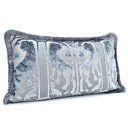 Luigi Bevilacqua Silk Heddle Velvet Sky Blue Handmade Decorative Pillow With Brush Fringe Leoni Bizantini Pattern
