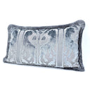 Luigi Bevilacqua Silk Heddle Velvet Sky Blue Handmade Decorative Pillow With Brush Fringe Leoni Bizantini Pattern