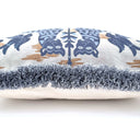 Handmade Decorative  Pillow With Brush Fringe Trim Blue Silk Brocatelle Luigi Bevilacqua Fabric Fiere Pattern