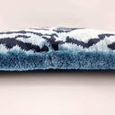 Brush Fringe Handmade Decorative Pillow Made With Luigi Bevilacqua Sky Blue Velvet Tigre Pattern