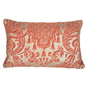 Handmade Decorative Pillow Made With Fortuny Fabric – Red and Silvery Gold Carnavalet Pattern