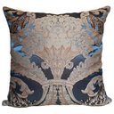 Rubelli Sandokan Blue Silk Damask Fabric - Handmade Decorative Pillow