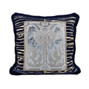 Handmade Decorative Pillow With Brush Fringe Blue Modern Art Rubelli Velvet With Luigi Bevilacqua Framed Front Panel