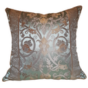 Handmade Decorative Pillow Made With Jade Green Silk Lampas Rubelli Fabric Vignola Pattern