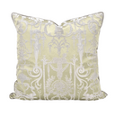Handmade Decorative Pillow Made With Silk Brocade Rubelli Fabric Green and Silver Aida Pattern