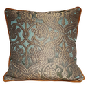 Handmade Decorative Pillow Made With Silk Jacquard Rubelli Fabric Celadon Green & Gold Trebisonda Pattern