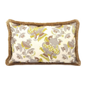Handmade Decorative Pillow Made With With Brush Fringe Ivory Silk Brocade Rubelli Fabric Alice in Wonderland Pattern