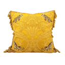 Tassel Fringe Handmade Decorative Pillow Made With Silk Damask Rubelli Fabric Gold Sandokan Pattern