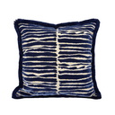 Handmade Decorative Pillow Made With With Brush Fringe Blue Jacquard Velvet Rubelli Fabric Modern Art Pattern