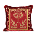 Handmade Decorative Pillow With Brush Fringe Red Modern Art Rubelli Velvet With Luigi Bevilacqua Framed Front Panel