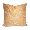 Handmade Decorative Pillow Made With Fortuny Fabric – Yellow & Silvery Gold Lucrezia Pattern