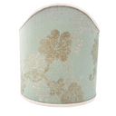 Carved Distressed Ecru White Wood Wall Sconce with Rubelli Brocade Lampshades Aquamarine Queen Anne Pattern