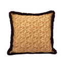 Handmade Decorative Pillow Made With Fortuny Fabric – Brown & Gold Richelieu Pattern With Brush Fringe
