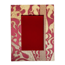 Rubelli Silk Lampas Fabric Covered Tabletop Picture Photo Frame Ruby Red & Gold Belisario Pattern