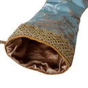 Luxury Christmas Stocking Aqua Bleu Silk Brocade Rubelli Fabric Madama Butterfly Pattern