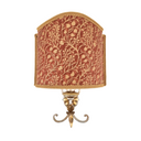 Silver Wrought Iron Wall Sconce with Fortuny Fabric Lampshade Burgundy and Gold Granada Pattern