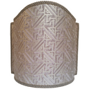 Venetian Lamp Shade Fortuny Fabric Platinum & Silvery Gold Simboli Pattern Half Lampshade