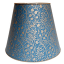 Empire Lamp Shade in Fortuny Fabric Granada Blue and Silvery Gold Round Lampshade
