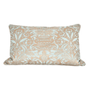 Handmade Decorative Pillow Made With Fortuny Fabric – Aquamarine & Silvery Gold Campanelle Pattern