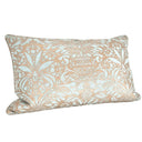 Handmade Decorative Pillow Made With Fortuny Fabric – Aquamarine & Silvery Gold Campanelle Pattern