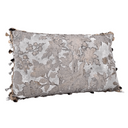 Handmade Decorative Pillow Made With With Tassel Trim Silver & Gold Silk Brocade Rubelli Fabric Dorian Gray Pattern