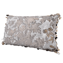 Handmade Decorative Pillow Made With With Tassel Trim Silver & Gold Silk Brocade Rubelli Fabric Dorian Gray Pattern