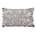 Handmade Decorative Pillow Made With With Tassel Trim Silver & Gold Silk Brocade Rubelli Fabric Dorian Gray Pattern
