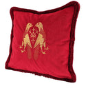 Handmade Decorative Pillow Made With Red Velvet With Embroidered Parrots
