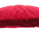 Handmade Decorative Pillow Made With Red Velvet With Embroidered Parrots