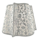 Fancy Square Lamp Shade Ivory and Silver Silk Jacquard Rubelli Fabric Les Indes Galantes Pattern
