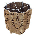 Fancy Square Lamp Shade Silk Brocatelle Rubelli Fabric Brown and Gold Tebaldo Pattern