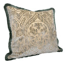 Handmade Decorative Pillow With Brush Fringe Luigi Bevilacqua Velvet Baltico Green Da Vinci Pattern