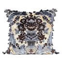 Handmade Decorative  Pillow With Tassel Trim Luigi Bevilacqua Silk Multi-Coloured Velvet Petrolio Giardino Antico Pattern