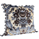 Handmade Decorative  Pillow With Tassel Trim Luigi Bevilacqua Silk Multi-Coloured Velvet Petrolio Giardino Antico Pattern