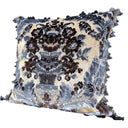 Handmade Decorative  Pillow With Tassel Trim Luigi Bevilacqua Silk Multi-Coloured Velvet Petrolio Giardino Antico Pattern