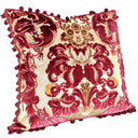 Handmade Decorative  Pillow With Tassel Trim Luigi Bevilacqua Silk Multi-Coloured Velvet Red Fioroni Pattern