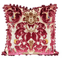 Handmade Decorative  Pillow With Tassel Trim Luigi Bevilacqua Silk Multi-Coloured Velvet Red Fioroni Pattern