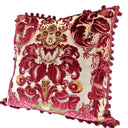 Handmade Decorative  Pillow With Tassel Trim Luigi Bevilacqua Silk Multi-Coloured Velvet Red Fioroni Pattern