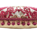 Handmade Decorative  Pillow With Tassel Trim Luigi Bevilacqua Silk Multi-Coloured Velvet Red Fioroni Pattern
