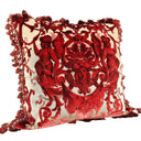 Handmade Decorative Pillow Made With Luigi Bevilacqua Silk Multi-Coloured Velvet Red Grottesche Pattern